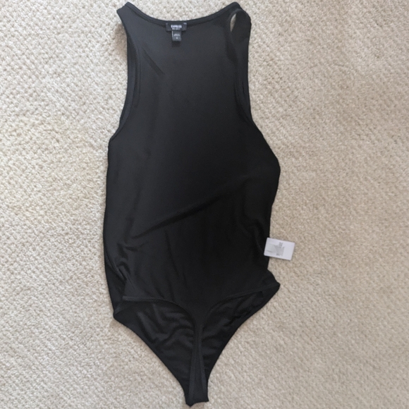 Express Body Contour High Compression High Neck Bodysuit Black Thong Bodysuit - Picture 6 of 8